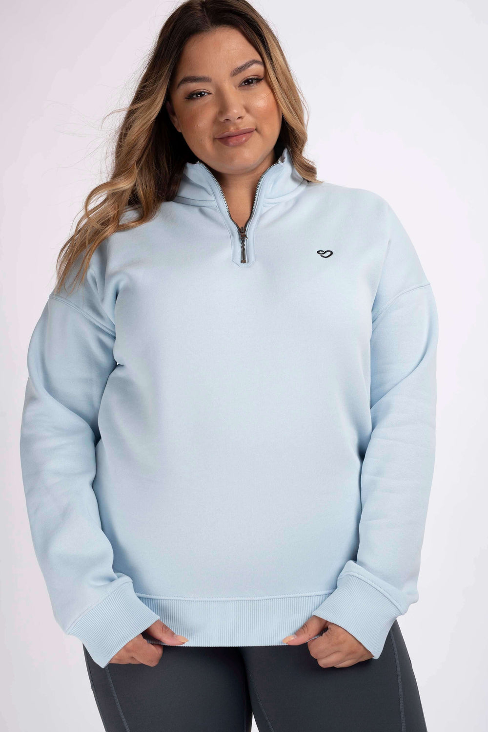 Mochara Half Zip Sweatshirt in Baby Blue